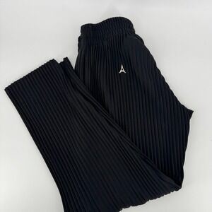 Maniere De Voir XS/S Black‎ Pleated Lounge Pants Eiffel Tower Logo Elastic Waist